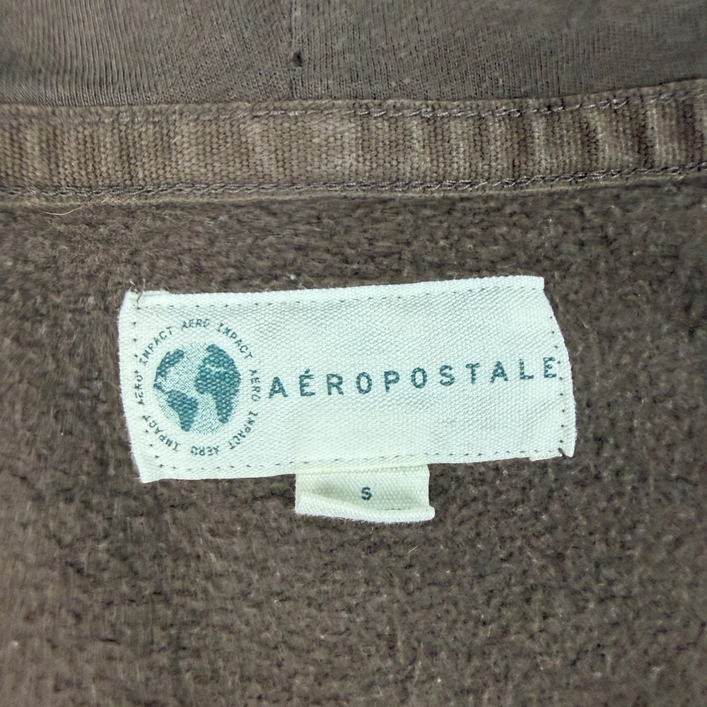Aeropostale Womens Brown Full Zip Hoodie Sweatshirt Graphic Logo Size S - Picture 8 of 11